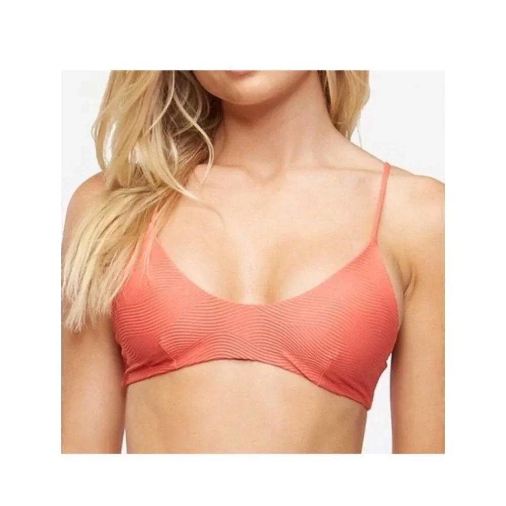 Tavik Size M Nahla Bralette Textured Camillia Solid Bikini Top Swimwear NWT